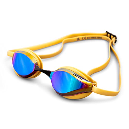 Arena Python Racing Swim Goggles for Men and Women, UV Protection, Anti-Fog, Dual Strap, Mirror Lens, Copper/Gold