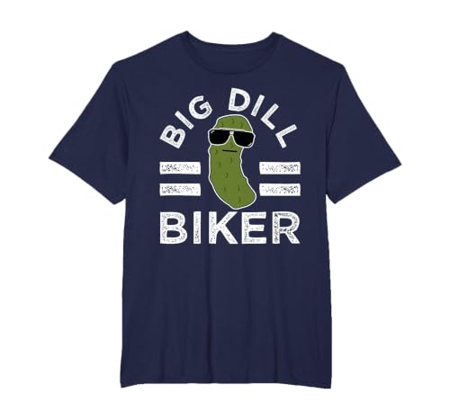 Pickle Pun Big Dill Biker Fun Mountain Bike Motorcycle Humor T-Shirt, Men's Big and Tall, Navy Blue, 4X Tall