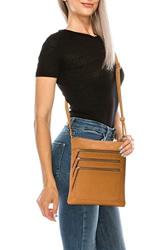 Image of Solene Crossbody Bag Functional Multi Pocket Messenger Purse Top Zip Closure Shoulder Handbag With Adjustable Strap