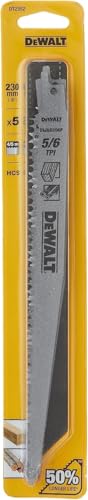 DEWALT DT2352-QZ Lame pour Scies Sabre Bois, Argent, 240 mm, Set de 5 Pièces