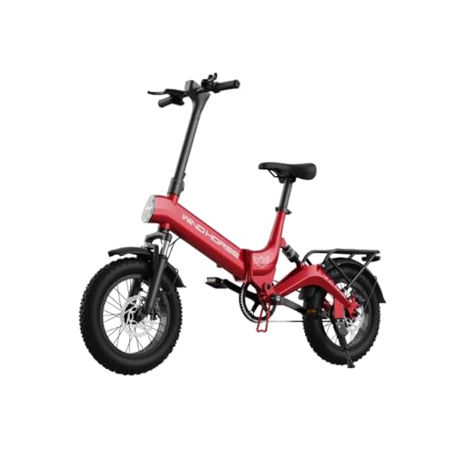 Image of Windhorse W1-RED City Volt Ride Foldable Electric Bike for Adults 16 in. Fat Tires Beach Cruiser with Smart App - Red