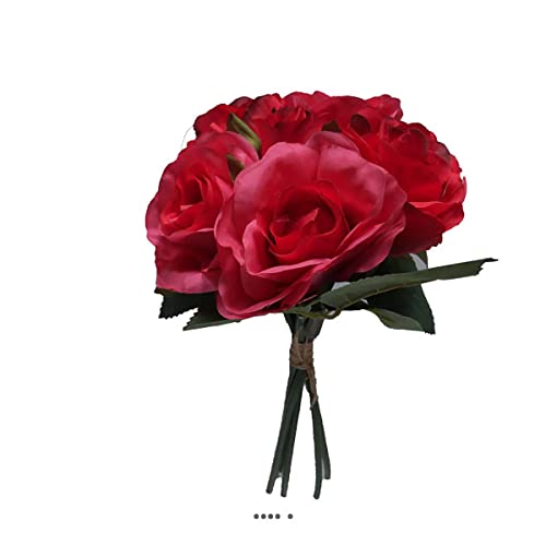 Artificielles.com - Petit bouquet de fausses roses H 27 cm 5 têtes et 1 bouton Rose fushia - couleur: Rose fushia 730