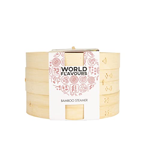 Miniatura 2 de Kitchencraft World Of Flavours Vaporera Asiática De Madera De Bambú Con Cubierta 2 Niveles 25.5 X 16 X 16 Cm