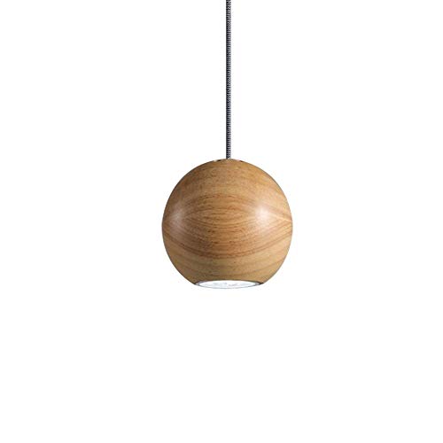 Lustre en bois LED sphérique nordique 10,6cm pour salon et restaurant épuré