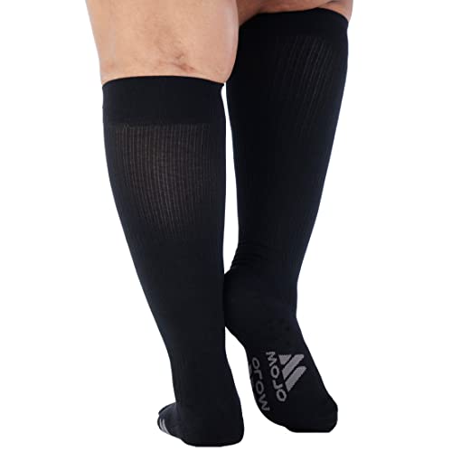 Mojo Compression Socks - 2X-Large Plus Size Compression Socks For Varicose Veins & Venous Disease, Comfortable Material With 20-30Mmhg, Ideal For Wide Calf & Ankles, Black - 1 Pair #TOP5