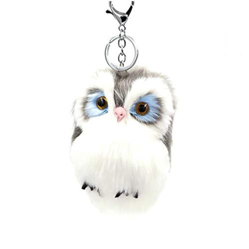 1pc Hibou Porte-clés Hibou mignon en peluche à pompons clés anneau boule Pendentifs pour Keyring Sacs à main clés de voiture Pendentif charme décoration pour les femmes fille (rose) Cover