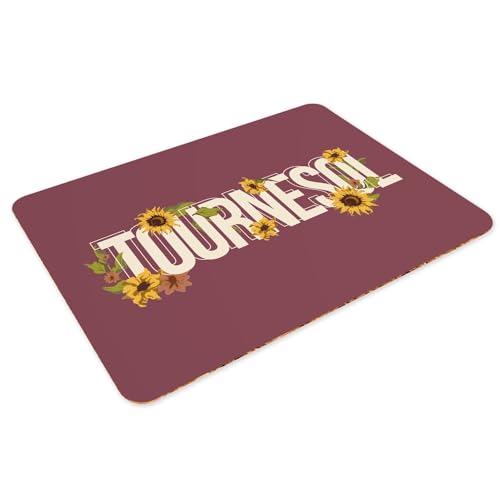 Dessous en liège rouge lot de 4 sets de table souples napperons fleurs tournesol chic - 3