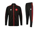 Justteamsport Türkei Herren Sportanzug Schwarz/Rot mit Druck (Name, Nummer oder Initialen), Größe: M