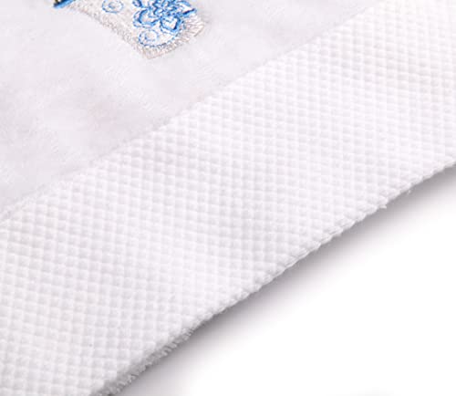 Quera 2 Pack Lavender Hand Towels 100 Percent Cotton Embroidered Premium Luxury Decor Bathroom Decorative Dish Set For Drying, Cleaning, Cooking, 13.7'' X 29.5'', White,Purple #TOP6