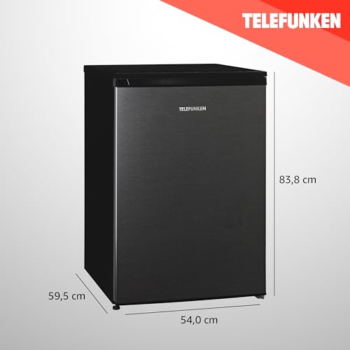 TELEFUNKEN Kühlschrank ohne Gefrierfach | Freistehend | 135 Liter Nutzinhalt | Kühlschrank klein mit Gemüsefach | LED-Beleuchtung | Türanschlag wechselbar | C-135-100-DI dark inox