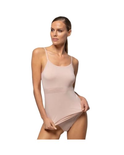 POMPEA - 89642896 Pack de 3 Camisetas Mujer sin Costuras y Tirantes Finos realizado en Microfibra. Color: Piel Talla: L/XL