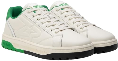 REPLAY Men's Low-Top Sneakers, 115 Off Wht Green, 10