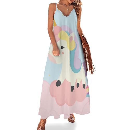 Licorne Volante Robe Longue sans Manches Légère à Motif Original