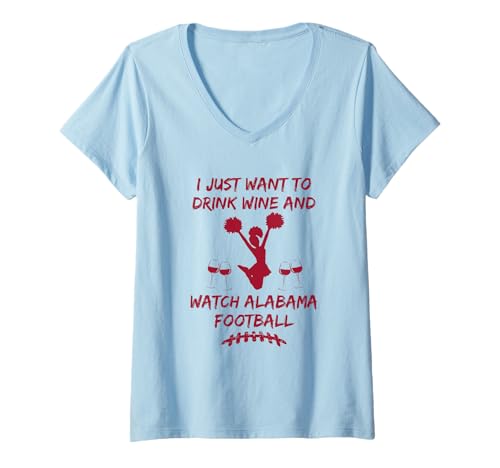 Mujer Vino y Alabama Football Cheerleader Camiseta Cuello V