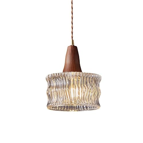 Lampe suspendue anti-éblouissement en verre ondulé style japonais