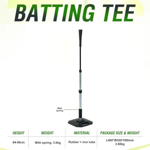 Batting Tee, regolabile in altezza attrezzatura da allenamento con base stabile e topper in gomma per allenamento indoor outdoor