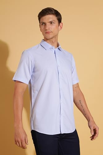 Image of Fyltr Men's Regular Fit Solid Shirt - Half Sleeve | Formal Shirts for Men