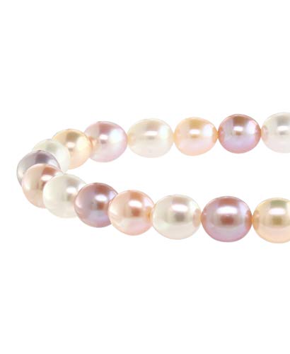 Aaaa 6-6.5Mm White, Natural Pink, & Natural Peach Colored Round Freshwater Cultured Pearl Bride & Bridesmaid Stetch Strand Bracelet- 7" #TOP3