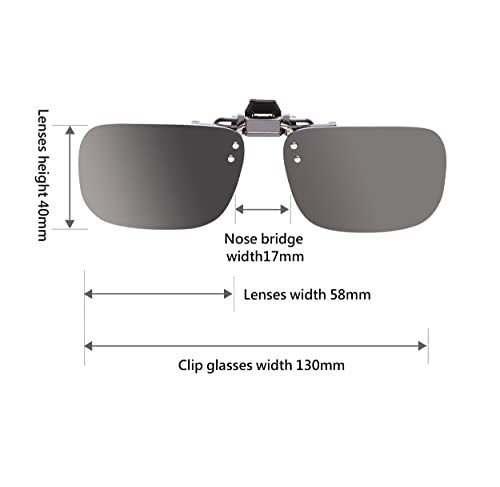 Image of POLARS DESIGN Clip On Flip Up Polarized Len Sunglasses Over Prescription Myopia Eyeglasses