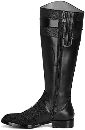 FRANCO CUADRA Women's Tall Riding Boot in Genuine Stingray Leather Black