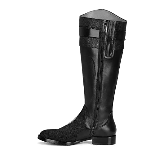 Franco Cuadra Women's Tall Riding Boot In Genuine Stingray Leather Black #TOP3