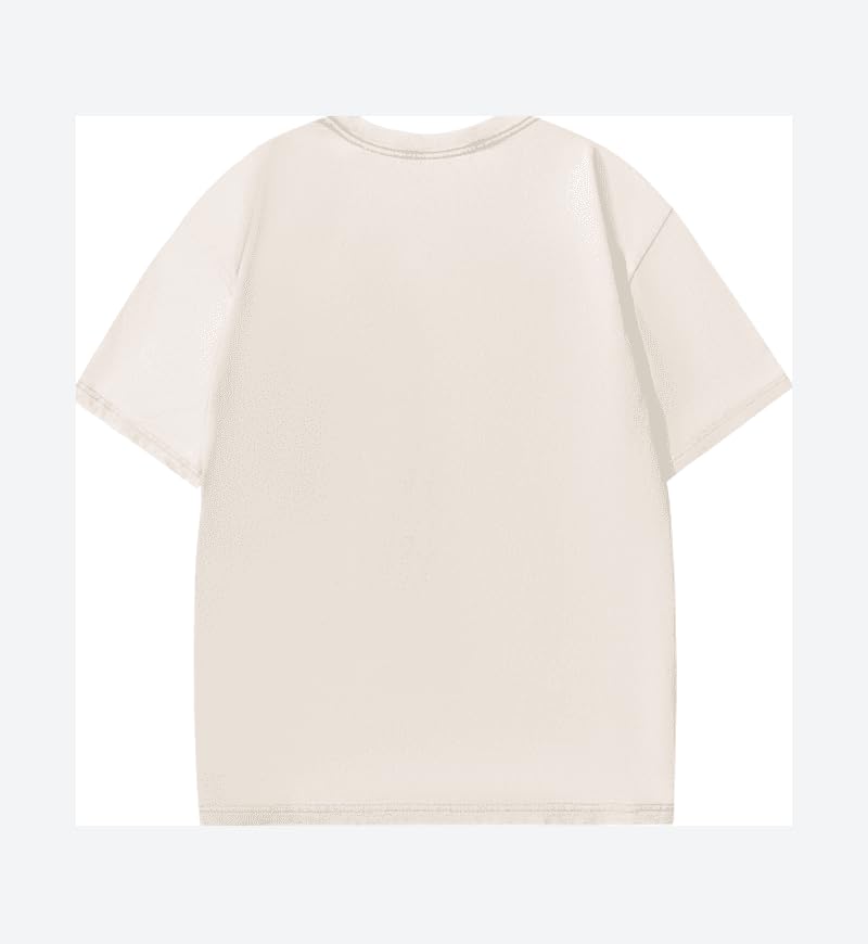 Image of Men's Oversized T-Shirts Cotton Unisex Short Sleeves Casual Loose Wash Solid Basic Tee Tops