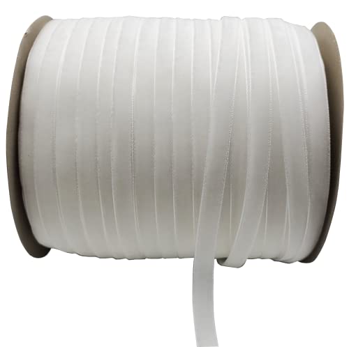 Image of 10 Yards White Velvet Ribbon Spool (White, 3 /8 inch)