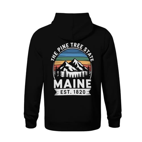 Kids Maine The Pine Tree State Boys Girls Lightweight Kangaroo Pocket Fleece Hoodies3