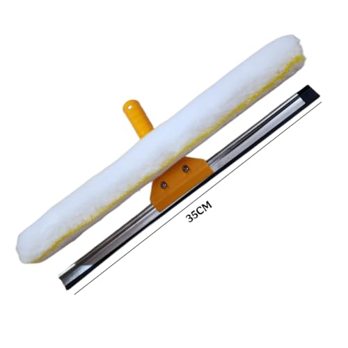 Image of Appropriate 2-in-1 Solar Panel Cleaning Brush Head Microfiber & Rubber Wiper Tool for Solar Panels, Glass, and Windows