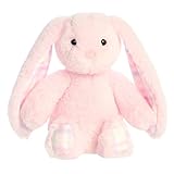 Aurora® Vibrant Spring Gingham Bunny Stuffed Animal - Decorative Companion - Endless Fun - Pink 9 Inches