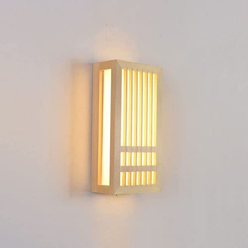 Aplique de pared de madera nórdica con pantalla acrílica cuadrada para iluminación de dormitorio