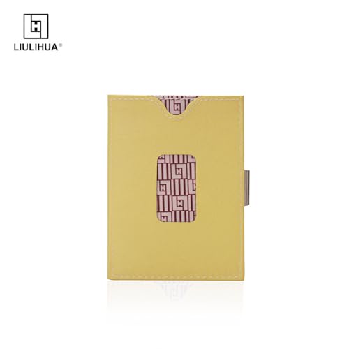 Image of LLH Leather Trifold Wallet - RFID Blocking with Stainless Steel Locking Clip Wallet, Minimalist Front Pocket RFID Blocking Credit Card Holder (Yellow)