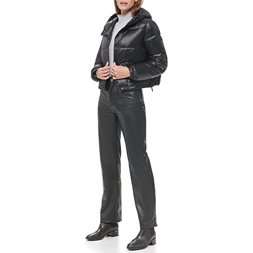 Calvin Klein Women's Lightweight Cropped Hooded Snap Pockets Puffer4