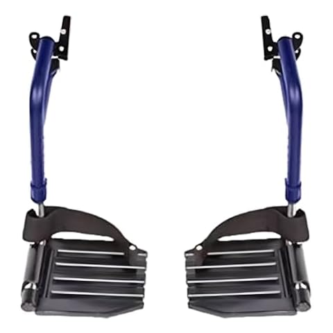 HEALTHLINE Adjustable Wheelchair Footrests with Heel Loops – Fits Many Standard Models with 1-3/8" Pin Spacing – Check Dimensions Before Purchase – Swing-Away Design, Height Adjustable, Blue (Pair) Cover