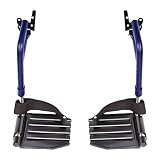 HEALTHLINE Adjustable Wheelchair Footrests with Heel Loops – Fits Many Standard Models with 1-3/8' Pin Spacing – Check Dimensions Before Purchase – Swing-Away Design, Height Adjustable, Blue (Pair)