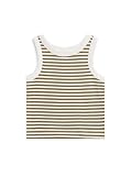 Colored Organics Infant Toddlers and Kids Organic Cotton Tank Top - Greely Stripe/Ivory + Herb - 3T