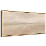 MUDECOR Extra Large Framed Canvas Print Wall Art Soft Beige Horizon Tranquil Neutral Abstract Illustrations Decorative Colorful Multicolor for Bedroom - 60'x30'