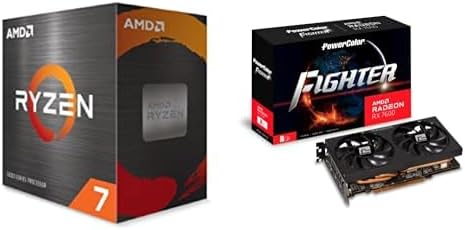 Powercolor Rv6p 32mb AMD Bundle Procesador Ryzen 7 5700X de 8 núcelos, 3.4GHz, 32MB L3 Chace ...