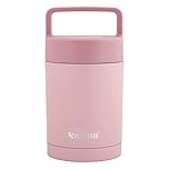 Kichna Double Walled Stainless Steel thermal Food Flask Tub | BPA Free Lid Leak & Spill Proof Jar with Handle | Keeps Cold for 6Hrs or Hot for 6Hrs - Blush Pink