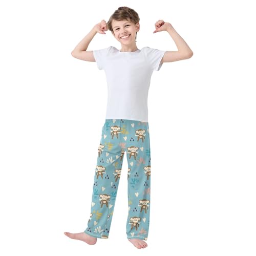 ZZXXB Monkey Geometry Print Boys Long Pants Soft Trousers Elastic Waist Kids Lounge Bottoms with Pockets S-XL2