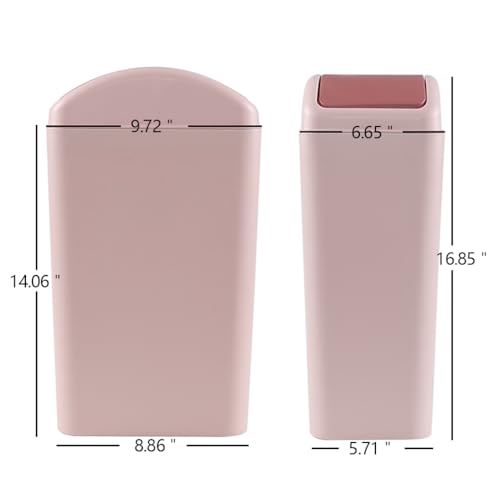 Caneca de basura delgada 12 L con tapa de vaivén rosa miniatura 6