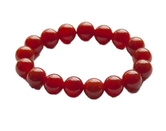 Bracelet en agate rouge véritable 10mm poli de qualité supérieure