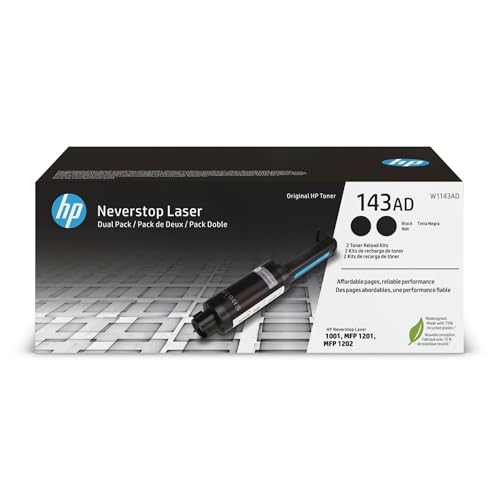 HP 143AD | W1143AD | Toner | Black Reload Kit | 2 Pack