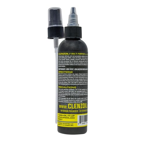 Clenzoil Multi-Purpose CLP Lubricant - 3-in-1 Oil - for Garage Door, Bike Chain, Guns & More - Bicycle & Motorcycle Use - Dropper & Spray Bottle - 4 oz