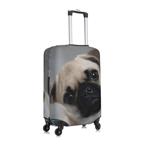 Cute Pug Dog Puppy Travel Luggage Cover Fits 18-32 Inch Luggage, Elastic Suitcase Cover Protector with Concealed Zipper for Wheeled Suitcase Tsa Approved3