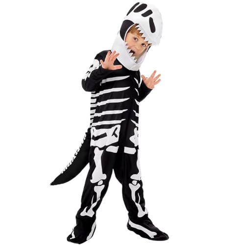 HiyyFloy Disfraz De Dinosaurio Esqueleto para Niños, Disfraz De T-Rex Esqueleto para Adolescentes De 6 a 14 Años, Disfraz De Halloween para Fiestas.