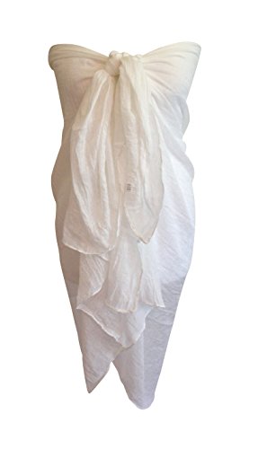 Mujeres Wrap Pareo sarong vestido de la falda la bufanda Ropa de playa (Blanco) Cover