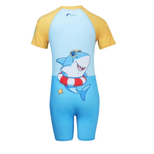 Image of FABSPORTS Kids Swimsuit Set Printed One-Piece Swimwear for Boys & Girls, Half Sleeve Bathing Suit, Comfortable Swimming Costume for Children, 2-12 Years