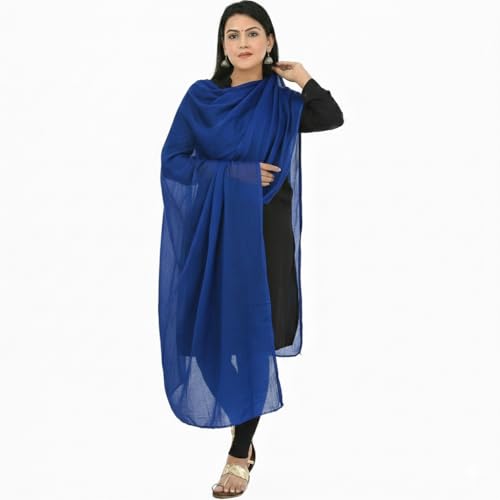 Image of Women's Solid Plain Pure Cotton long Dupatta & Chunnis odhni with pom pom border, 2.25 meter