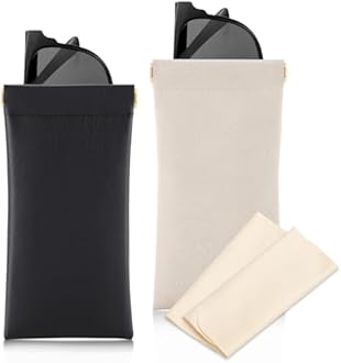 Sightor Sunglass Case, 2 Pcs Soft Eyeglass Cases for Women Portable Squeeze Top Leather Glasses Pouch